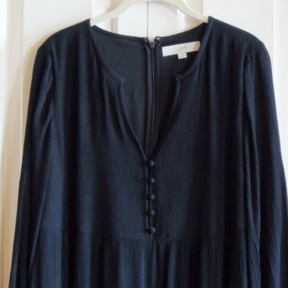 LOFT Dress Black Tiered Small Tall New Never Worn - Picture 3 of 9